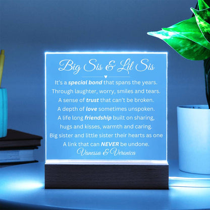 Big Sis & Lil Sis LED Acrylic Square Plaque