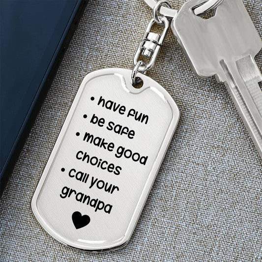Call Your Grandpa | Dog Tag Keychain