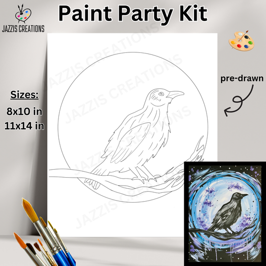 🌌🪶 Mysterious Nights Await! Twilight Raven – Paint Party Kit