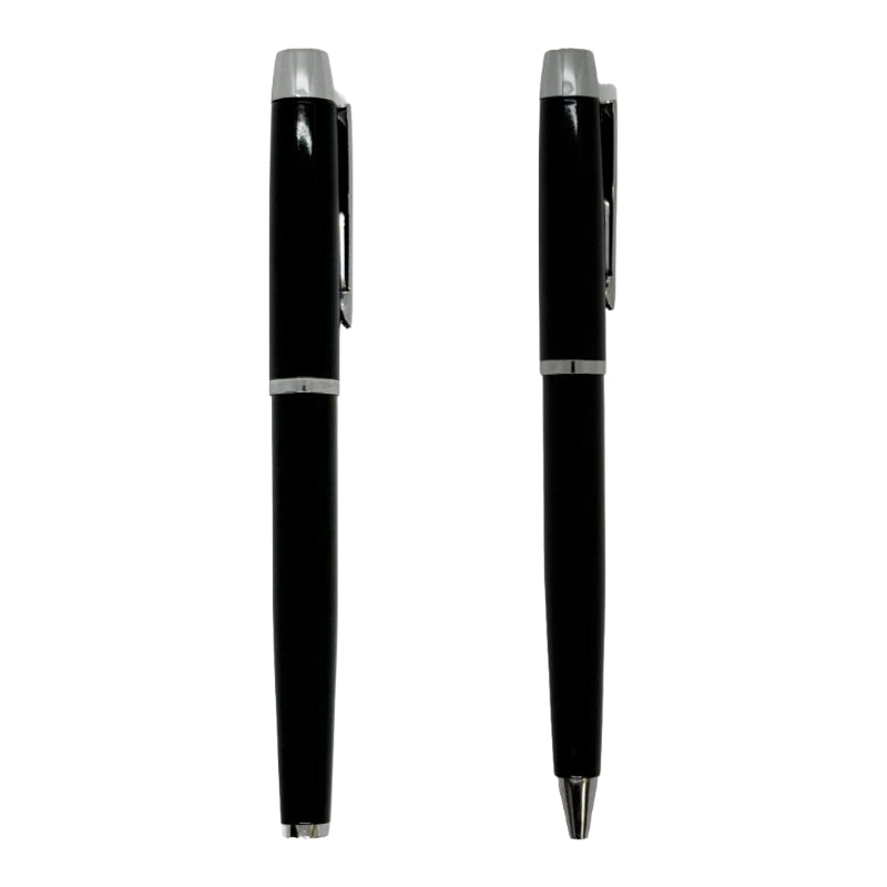 Custom engraved black stainless steel twist pen in premium box by Jazzi’s Creations for professional corporate gifting