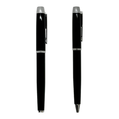 Custom engraved black stainless steel twist pen in premium box by Jazzi’s Creations for professional corporate gifting